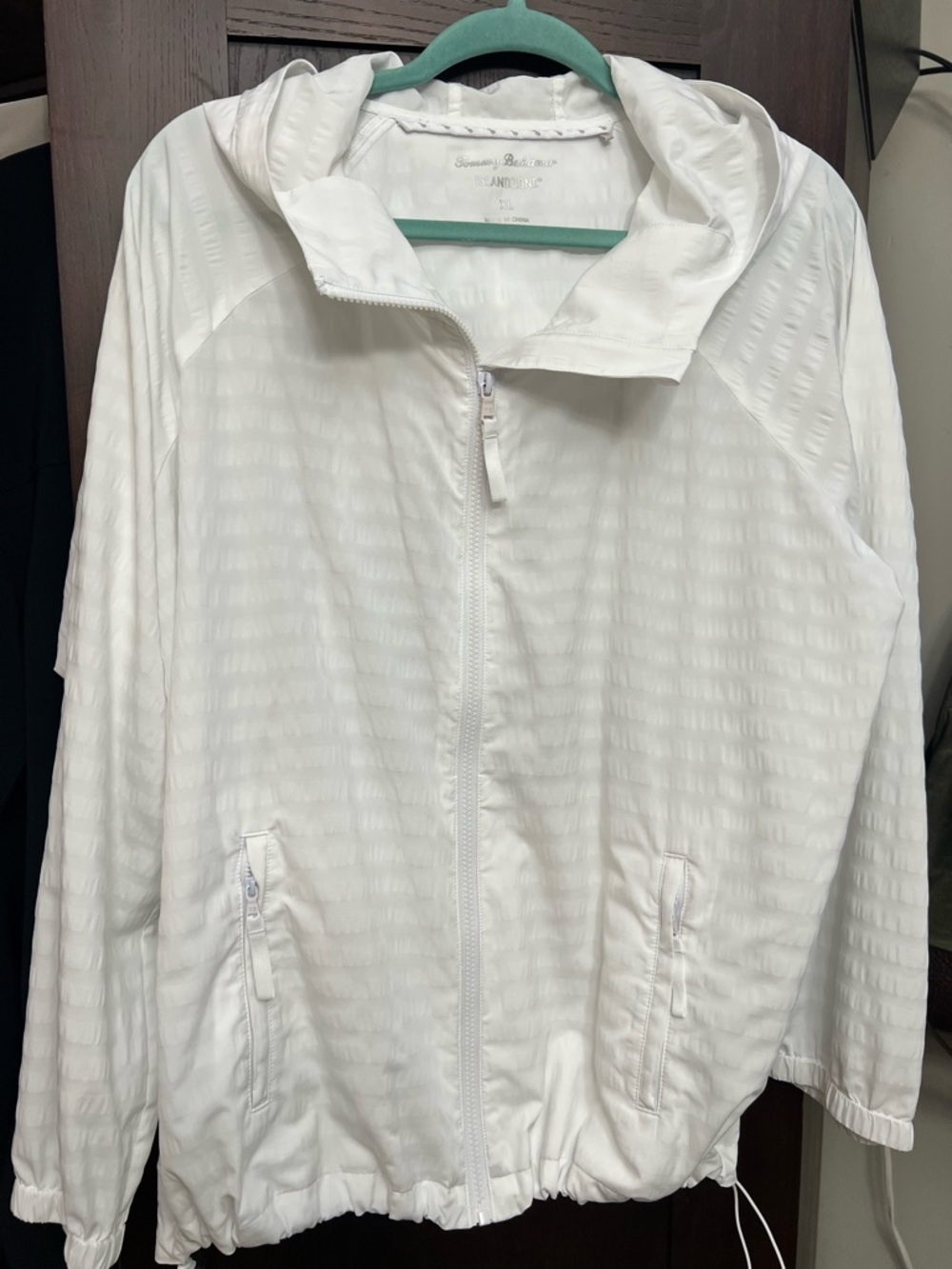 Tommy Bahama White Lightweight Hooded Zip Jacket Amelia Island zone Sz XL